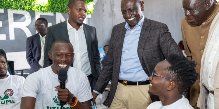 President William Ruto interacts with youth in a past.