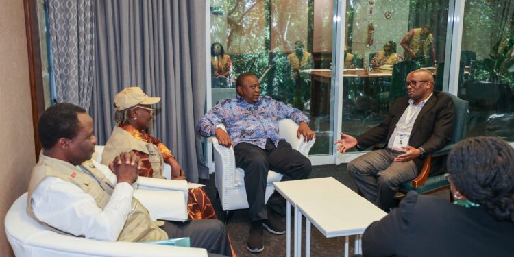 Former President Uhuru Kenyatta during a meeting with Commissioners of the Electoral Commission of South Africa on May 26, 2024. PHOTO/Office of 4th President Kenya.