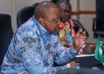 Former President Uhuru Kenyatta during a meeting with Commissioners of the Electoral Commission of South Africa on May 26, 2024. PHOTO/Office of 4th President Kenya.