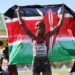 Beatrice Chebet celebrates after winning the World Cross Country Championship title. PHOTO/World Athletics/X