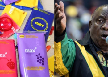 A collage of Max condoms with South Africa's President Cyril Ramaphosa. PHOTO/ Courtesy