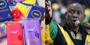 A collage of Max condoms with South Africa's President Cyril Ramaphosa. PHOTO/ Courtesy