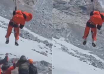 A Screengrab of video showing the climber's body retrieved from Mount Everest. PHOTO/Courtesy