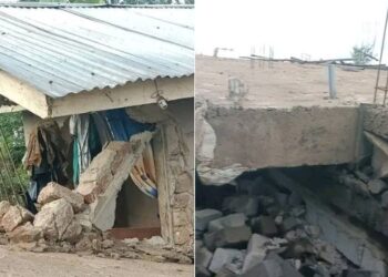 A photo collage of showing the collapsed buildings in Kirinyaga Central.