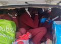 A photo of Students in a vehicle boot. PHOTO/ NTSA