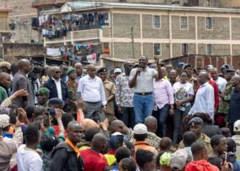 President William Ruto speaking in Kiamaiko, Nairobi County on Monday, May 6, 2024.PHOTO/PCS.