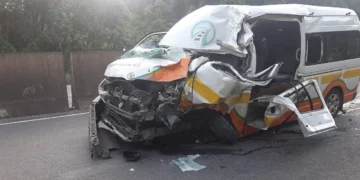 A wreckage of matatu involved in Molo accident.