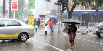 An image of rain falling in Nairobi CBD. Photo/Courtesy