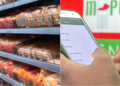 A collage of Bread in a shelf and a person using M-Pesa transactions. PHOTO/ Courtesy
