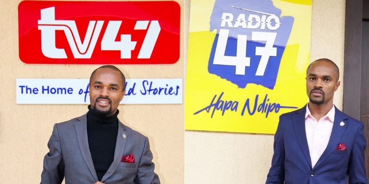 A photo collage of Franklin Wallah at TV47 and Radio47 offices. PHOTO/ Franklin Wallah X. cITIZEN TV