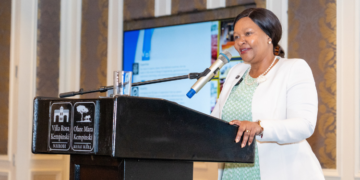 Trade CS Rabecca Miano speaking during the Launch of the Multibillion Road project. PHOTO/ Rabecca Miano