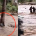 A photo collage of how the six men rescued the girl from the raging floods. PHOTO/Courtesy.