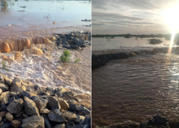 River Tana broke its banks flooding parts of Lamu-Garsen road. PHOTO/KeNHA.