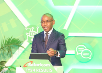 Safaricom Plc CEO Peter Ndegwa speaks during the release of the 2024 Financial Year Results on May 9. PHOTO/Safaricom