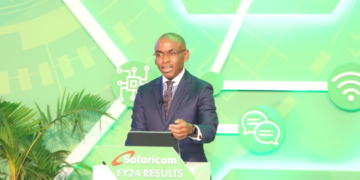 Safaricom Plc CEO Peter Ndegwa speaks during the release of the 2024 Financial Year Results on May 9. PHOTO/Safaricom