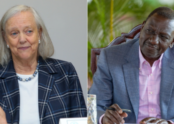 A photo collage of President William Ruto and US Ambassador to Kenya Meg Whitman. PHOTO/PCS.
