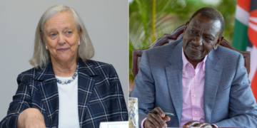 A photo collage of President William Ruto and US Ambassador to Kenya Meg Whitman. PHOTO/PCS.