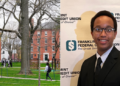 A side to side photo of Emmanuel Gitu and Harvard University