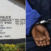 Side to Side photo of Kirinyaga police station and an individual in cuffs.