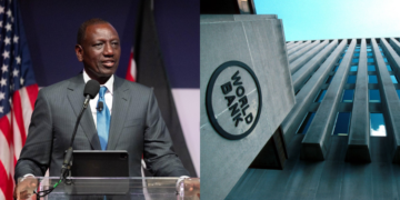 Side-to-side photo of President William Ruto (Left) and World Bank building (Right). Photo/Courtesy