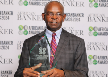 CBK Governor Dr. Kamau Thugge, CBS, receiving the Central Bank Governor of the Year award by African Bankers magazine.