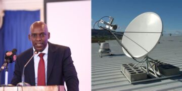 A photo collage of CA Director Daniel Mugonyi and a satellite dish.