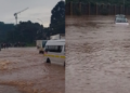 Sections of Mombasa Roads flooded amid the ongoing rains. PHOTO/Courtesy.