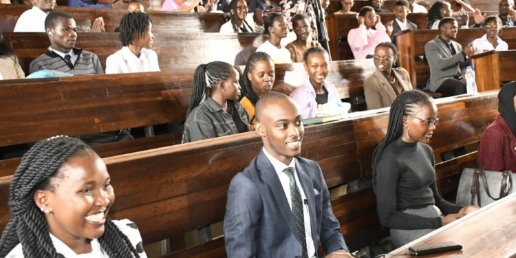 University of Nairobi Law Students ,Parklands Campus, listening to DCJ Mwilu. Photo\Courtesy