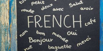 A signage showing some French words.