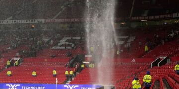 Old Trafford Stadium Leaking. Photo/Courtesy