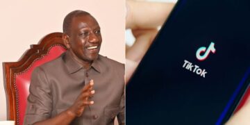 A collage of President William Ruto and a screen displaying TikTok logo.