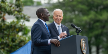 President William Ruto (left) and his US counterpart Joe Biden during their joint address at White House on May 23, 2024. photo/ White House
