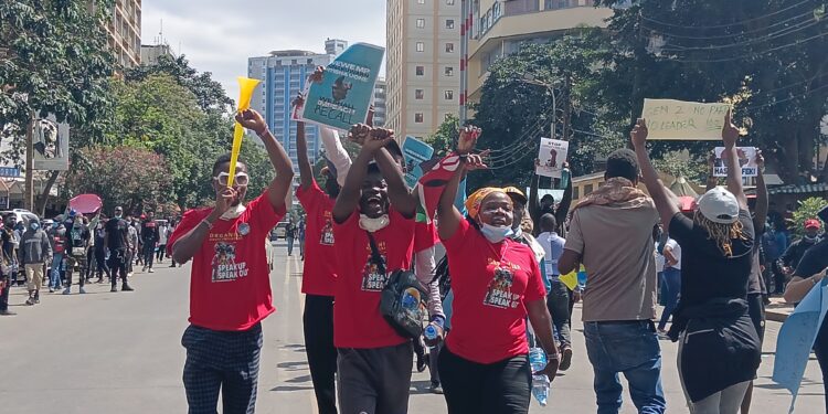 Protestors in Nairobi on June 25, 2024. PHOTO/ TKT