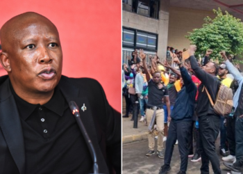 Photo collage of EFF Party leader Julius Malema and Protesters in Nairobi. Photo/TKT/Malema