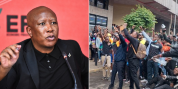 Photo collage of EFF Party leader Julius Malema and Protesters in Nairobi. Photo/TKT/Malema