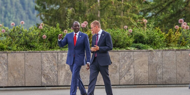 President William Ruto (left) arrives in Burgenstock, Switzerland on June 15, 2024, for the Summit on Peace in Ukraine. PCS