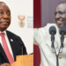A photo collage of President William Ruto and South Africa President Cyril Ramaphosa. PHOTO/Courtesy.