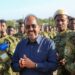 Somali President Hassan Sheikh Mohamud with his country’s troops. PHOTO/Courtesy.