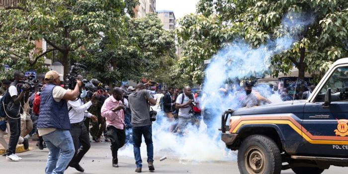 Tear gas lodged during protest