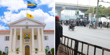Side by side photo of State House and protesters. PHOTO/Courtesy.
