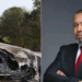 A collage of the Plane crash circulating in the media and Malawi's Vice President Saulos Chilimo. PHOTO/Courtesy