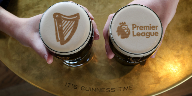 Guinness and Premier League logo on glass drinks. Photo\Courtesy
