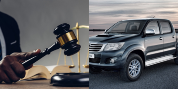 A side-to-side photo of a court clipart (left) and Toyota Hilux (right). Photo\Courtesy