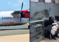 A photo collage of Skyward Express flight and a screengrab of the trending video. PHOTO/Courtesy.