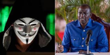 Side to side photo of President William Tuto and A member of the Anonymous hacker and activist group. PHOTO/Courtesy/PCS