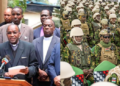 A side-to-side photo of church leaders in a previous press briefing (left) and Kenya Police Force (right). Photo/Courtesy.