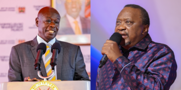 A side-to-side photo of former President Uhuru Kenyatta (right) and Deputy President Rigathi Gachagua (left). Photo/Uhuru-Gachagua (X).