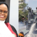 A side-to-side photo of Chief Justice Martha Koome (left) and water cannons in use during protests in Kenya (right). Photo/Courtesy