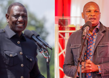 Side to side photo of Farouk Kibet and President William Ruto. Photo/PCS