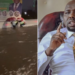 A collage of a screengrab showing a flooded section of the Expressway and a photo of CS Kipchumba Murkomen.